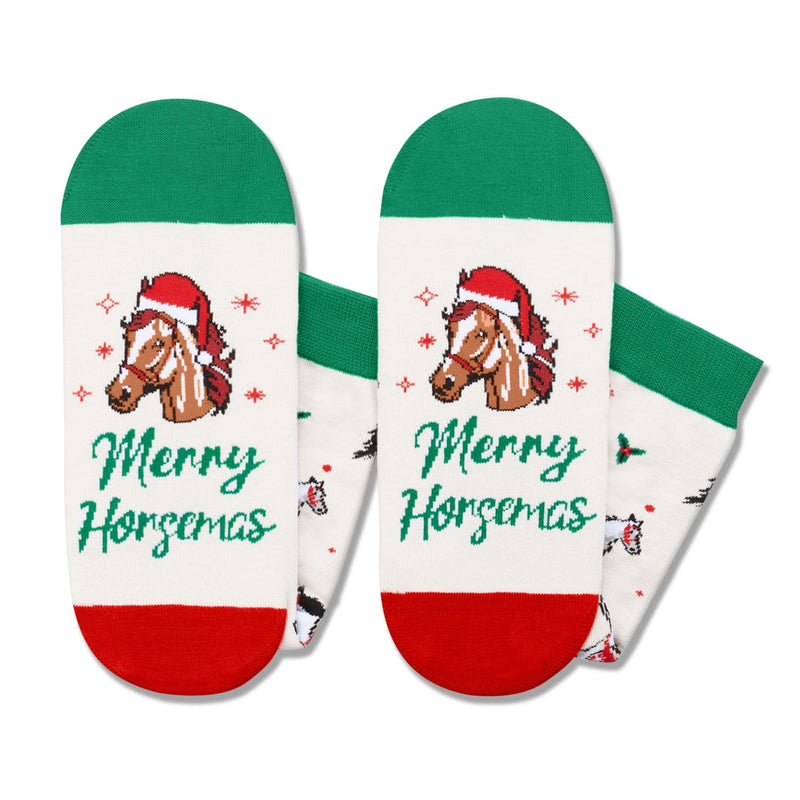 Christmas Gift Ideas for 10-12 Year old Kids - Green Christmas Stockings Secret Santa Socks Xmas Stocking Stuffers for Horse Lover