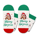 Christmas Gift Ideas for 4-6 Years Old Kids - Green Christmas Stockings Secret Santa Socks Xmas Stocking Stuffers for Horse Lover