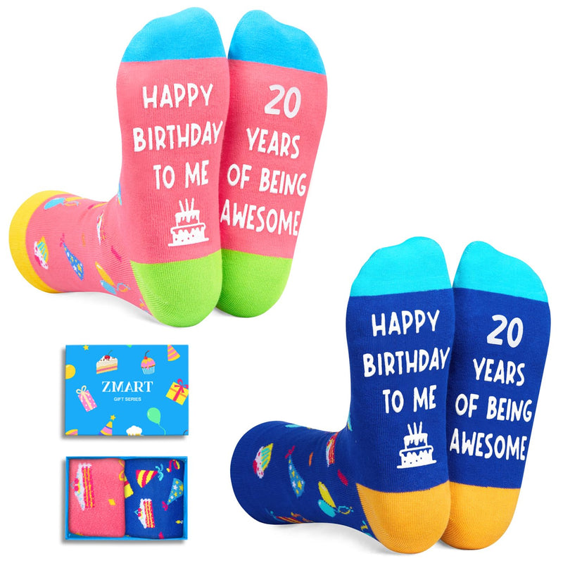 20th Birthday Gift Ideas Socks - Best Gifts for 20 Year Old Women Men Her Him, 20 Year Old Gifts for Female Male 2 Pack