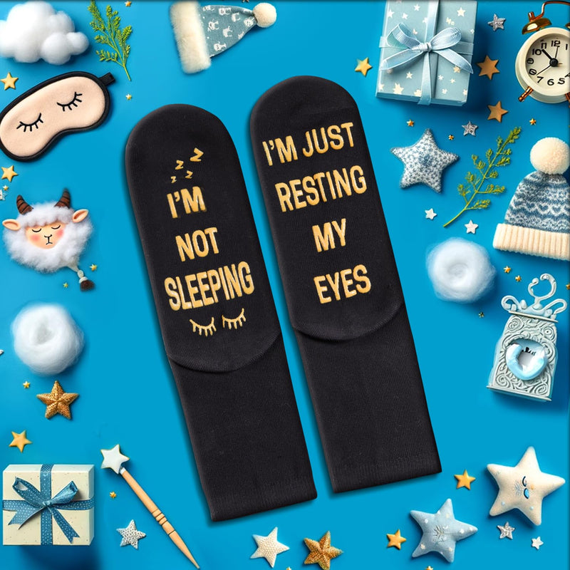 HAPPYPOP Birthday Gifts For Men - Im Not Sleeping Socks, Gifts For Elderly Men, Gifts For Dad Husband Grandpa, Father Day Gifts Christmas Gifts Stocking Stuffers