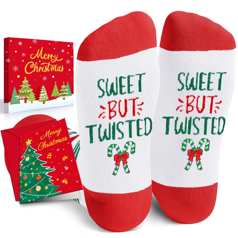 Christmas Gifts Stocking Socks For Men Women - Secret Santa Socks Xmas Stocking Stuffers For Dad Mom Teens, Candy Cane Claf Socks