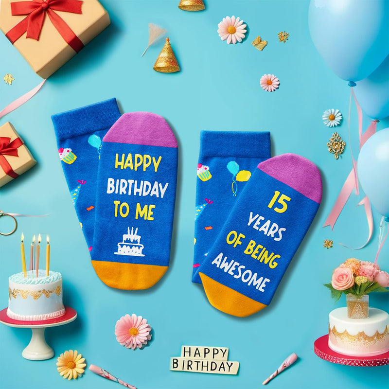 15th Birthday Gift Ideas Socks - 15th Birthday Socks for 15 Year Old Boys Girls, Gift Ideas for 15 Year Old Teens