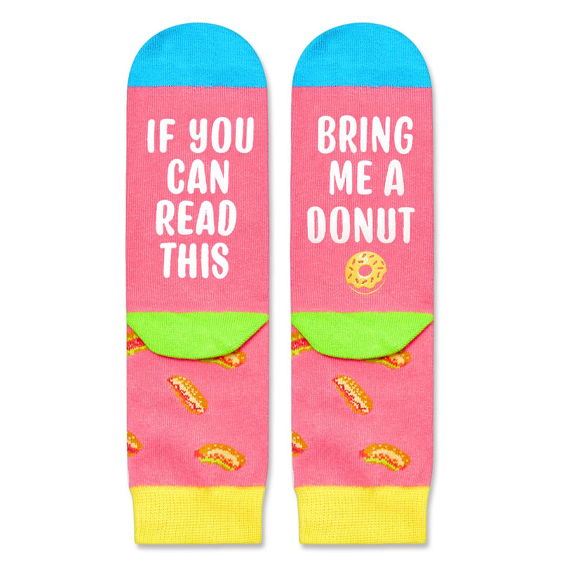 Donut Socks Girls Donut Gifts, Fun Novelty Crazy Gifts For Girls Kid, If You Can Read This Socks