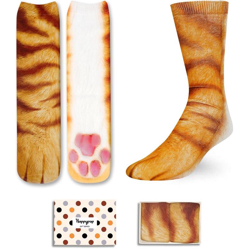 HAPPYPOP Cat Gifts for Adults - Novelty 3D Animal Paw Socks Stocking Stuffers for Adult Women Men Teens, Christmas Gifts for Teens