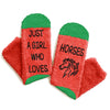 Christmas Gifts for Teens Women - Red Christmas Stockings Teen Girls 2024 Secret Santa Socks Fuzzy Stocking Stuffers Horse Gifts