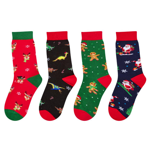 Christmas Gifts Stocking Socks for Men - Secret Santa Socks Xmas Stocking Stuffers for Teen Boys, Christmas Stocking 4 Pack