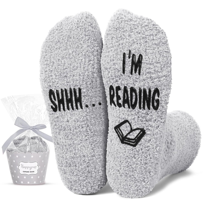 HAPPYPOP Book Lover Gifts for Men - Funny Reading Gifts Book Lovers Gifts for Readers, Crazy Book Reading Socks for Teen Girls Boys