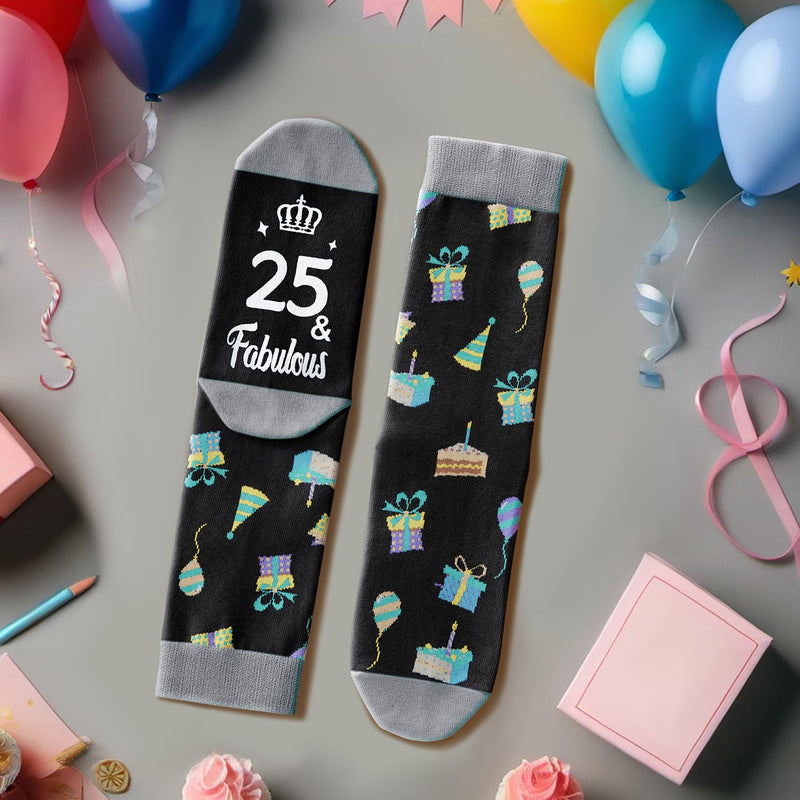 25th Birthday Gifts Socks Ideas - Gifts for 25 Year Old Woman Man Best Gifts for 25 Year Old Male Female, Gifts Greeting Card