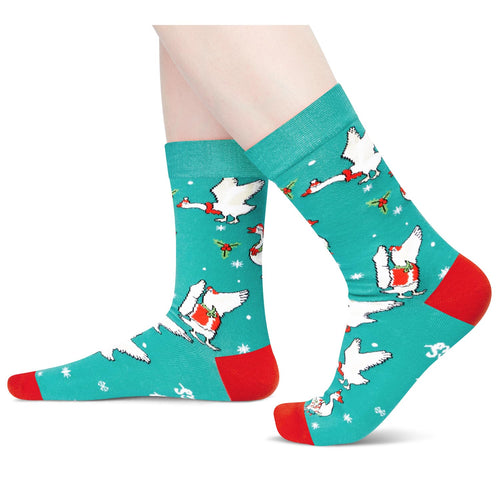 Christmas Gifts Stocking Socks For Men Women - Secret Santa Socks Xmas Stocking Stuffers For Goose Lovers Christmas Geese Gifts