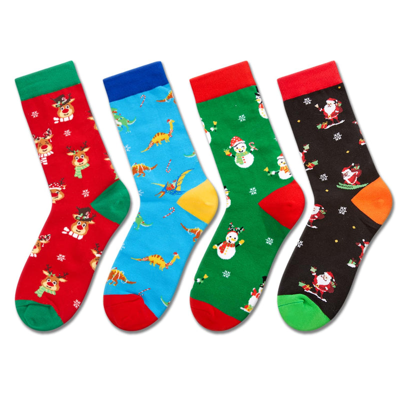 Christmas Gifts Stocking Socks for Women - Secret Santa Socks Xmas Stocking with Greeting Card for Teens, Christmas Stocking 4 Pack