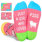 HAPPYPOP Cute Pig Gifts for Girls - Novelty Pig Socks Kids Pink Piggy Socks Pig Stuff for Pig Lovers