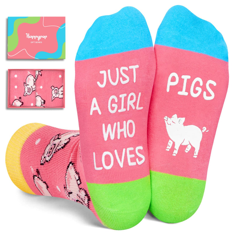 Cute Pig Gifts for Girls - Novelty Pig Socks Kids Pink Piggy Socks Pig Stuff for Pig Lovers 7-9 Years