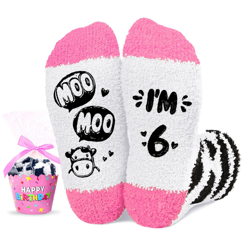 HAPPYPOP 6 Year Old Birthday Gifts for Girls - Socks for Kids Age 6, Presents for 6 Year Old Child Girls with Greeting Card