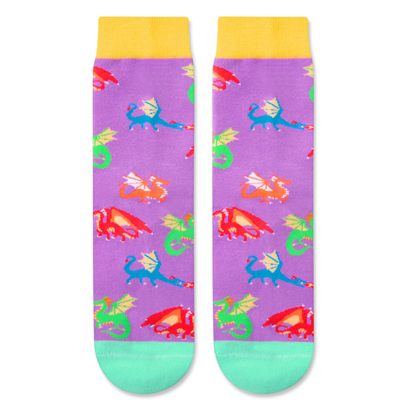 Crazy Dragon Gifts for Girls Kids - Silly Kids Girls Socks Dragon Girl Socks Dragon Stuff, Kids Socks for Girls 10-12 Years Old