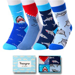 Shark Gifts for Boys - Crazy Shark Socks Kids, Funny Ocean Silly Socks for kids Boys 10-12 Year Old 4 Pack