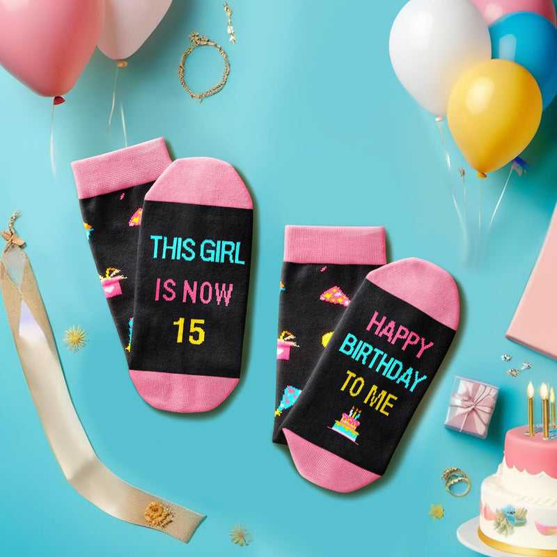 15th Birthday Gifts Socks Ideas - 15 Year Old Birthday Gifts for Teen Girls, Quinceanera Gifts for 15 Year Olds