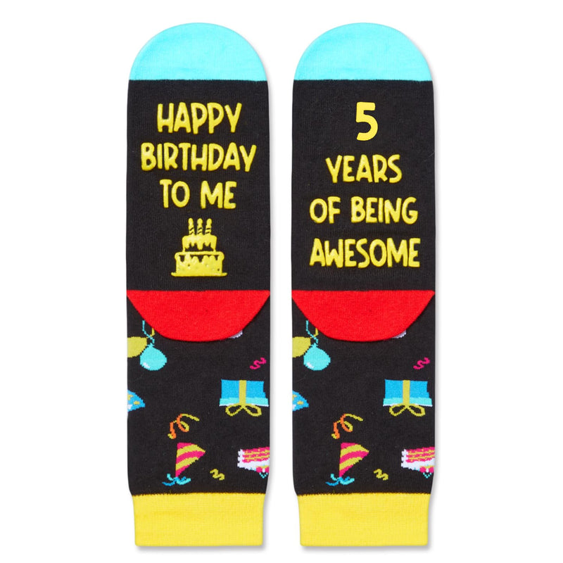 5th Birthday Gifts for Boys - Socks for Toddlers 5t, Presents for 5 Year Olds, 5 Year Old Boy Girl Gift Ideas, Black