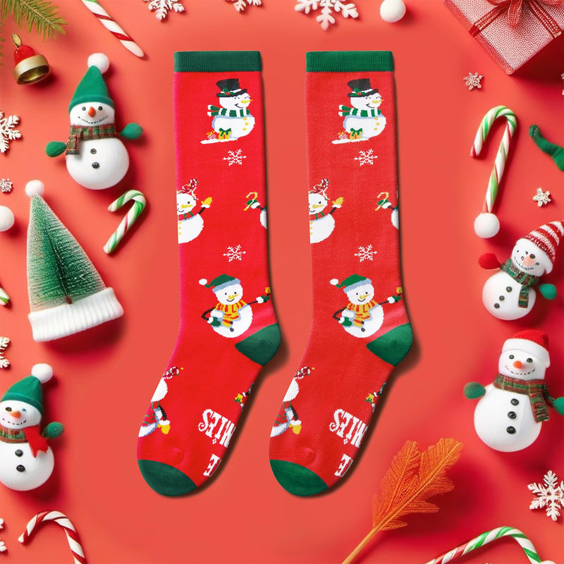 Christmas Gifts Stocking Socks for Teen Girls - Christmas Knee High Twisted Candy Cane Snowmen Socks, Stocking Stuffers for Women