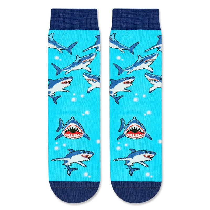 HAPPYPOP Silly Socks for Boys - Funny Shark Gifts Kids 7-9 Years, Novelty Ocean Animal Gifts Shark Socks