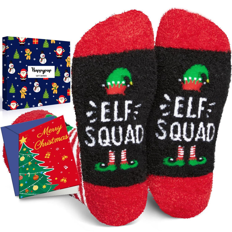 HAPPYPOP Christmas Gifts Stocking Socks for Women Men - Little Elf Socks Secret Santa Socks for Teen Boys Girls, Xmas Gifts with Greeting Card