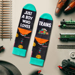 Train Gifts for Boys Kids Teens - Train Enthusiasts Lovers, Funny Railroad Socks for Boys, Train Stocking Stuffers