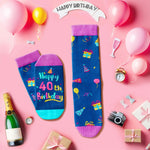 40th Years Old Birthday Gifts for Women - Socks for 40 Year Olds, Best Gifts for 40 Year Old Middle Aged Woman Man, Happy Birthday Gift Box with Greeting Card