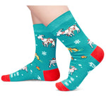 Christmas Gifts for Kids - Green Christmas Stockings Secret Santa Socks Xmas Stocking Stuffers for Goat Lovers 7-9 Years Old