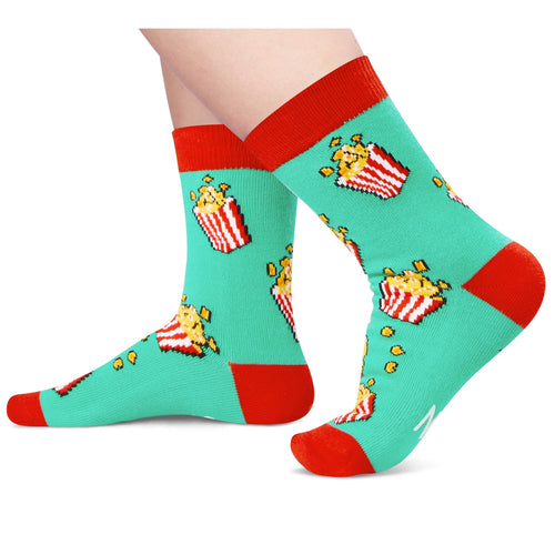 Popcorn Socks for Boy Kids - Funny Popcorn socks for Kids 7-9 Years Old, Fun Crazy Socks For Boys Girls, Movie Night Gifts