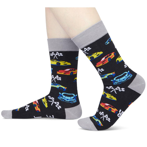 Racing Car Gifts for Men - Motorcycle Train Tractor Socks, Novelty Jake Brake Gifts