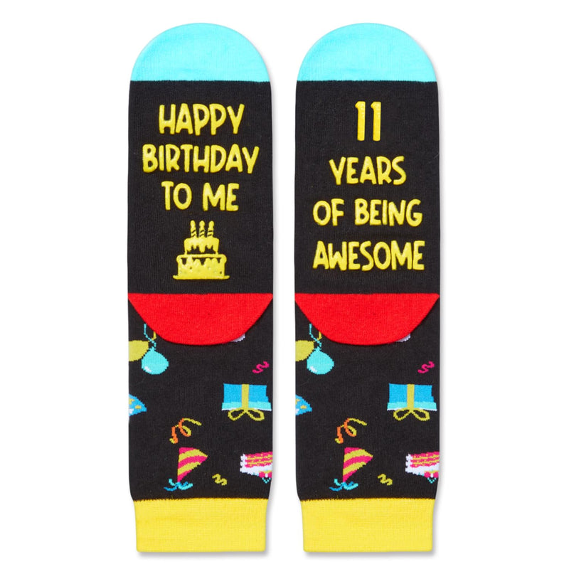 11th Birthday Gifts Ideas for Boys - Socks for Kids Age 11, Presents for 11 Year Old Tween Boys Girls, Eleven Year Old Gifts, Black