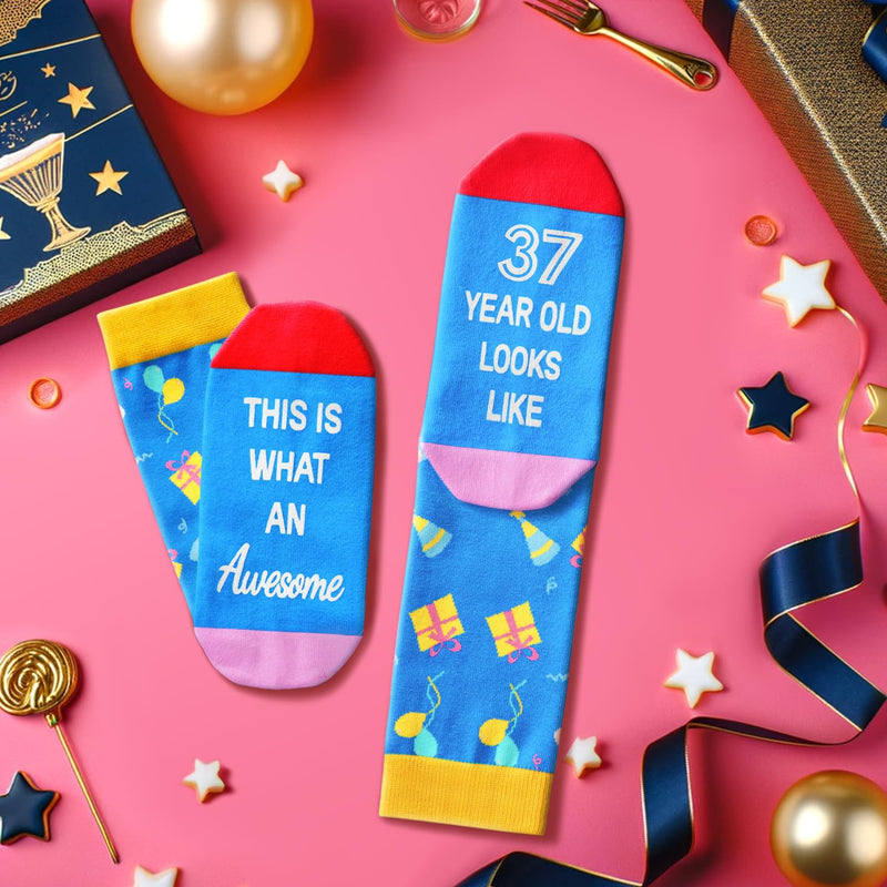 37th Birthday Gift Ideas for Men Women - Socks for 37 Year Old Male Female Him Her, Best Gifts for 37 Year Old Man Woman