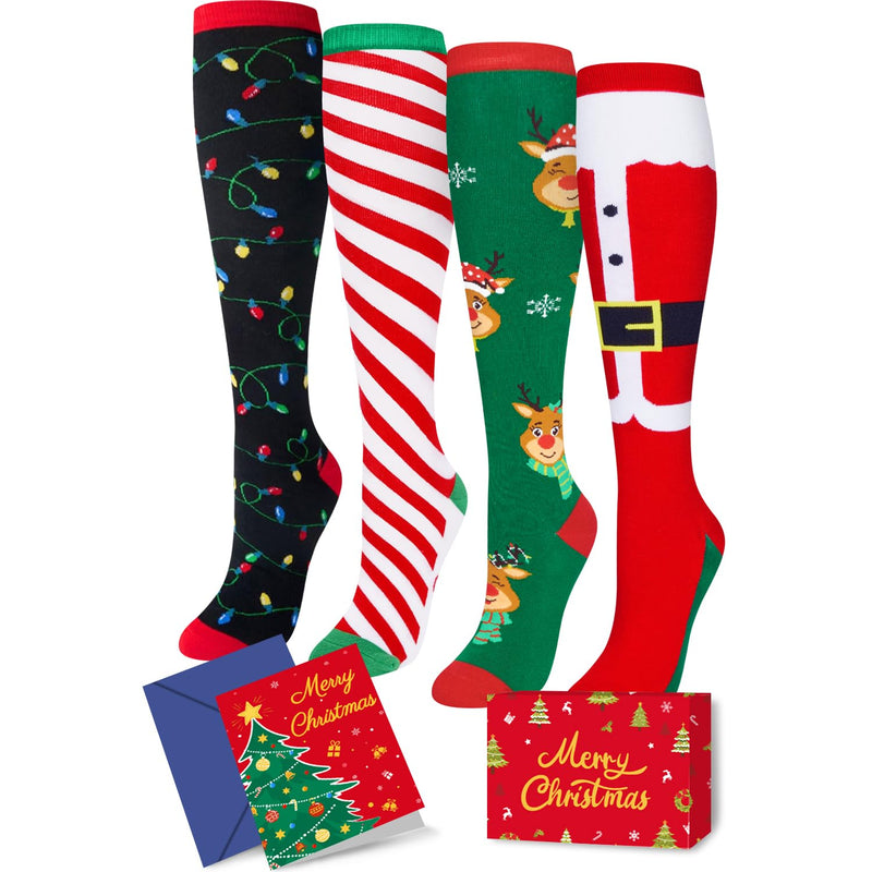 Christmas Gifts Stocking Socks for Women - Christmas Knee High Light Up Twisted Socks, Secret Santa Xmas Stocking Stuffers for Teen Girls