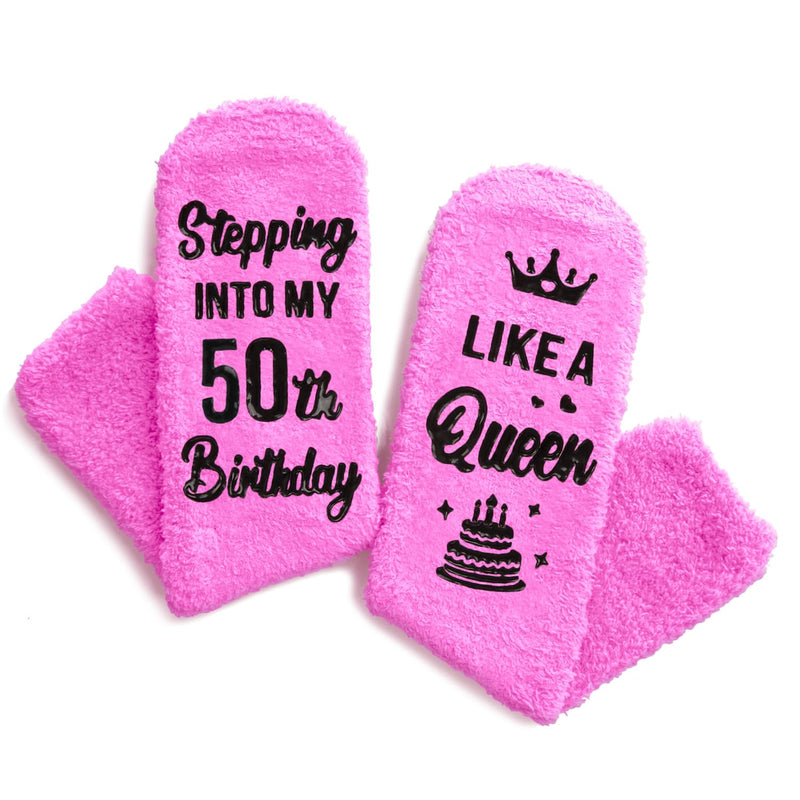 HAPPYPOP 50th Years Old Birthday Gifts for Women - Socks for 50 Year Olds, Gift Ideas for 50 Year Olds, Best Gifts for 50 Year Old Middle Aged Woman In Light Pink