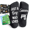 HAPPYPOP Soccer Gifts For Teen Boys Kids - Gifts For Soccer Lovers With Greeting Card, Soccer Socks For Teenage Kids Boys, Grip Socks Soccer Stocking Stuffers