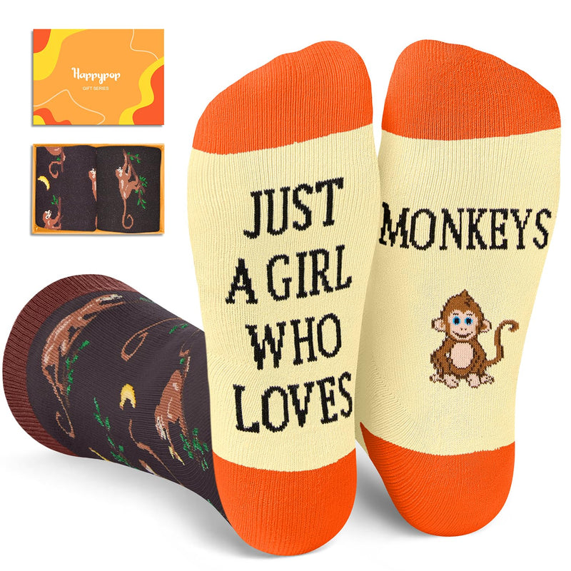 Funny Monkey Gifts for Monkey Lovers - Monkey Socks for Teen Girls, Novelty Animal Socks for Teens, Monkey Stocking Stuffers