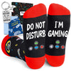 Gamer Gifts Teen Boys Men - Novelty Gamer Socks For Men Women, Gaming Gamer Socks Video Game Socks with Greeting Card and Keychain