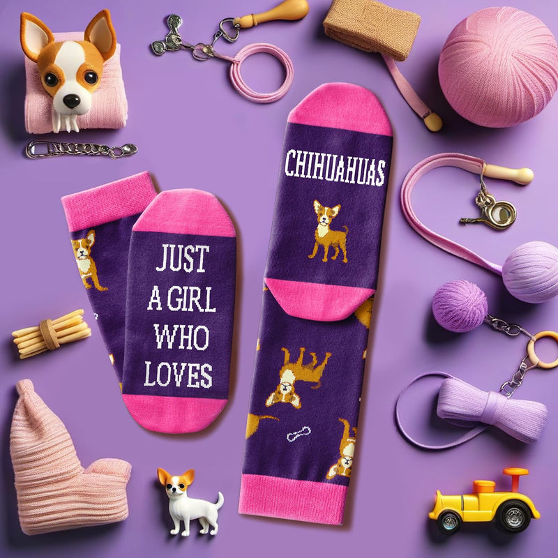 Chihuahua Socks for Women - Funny Chihuahua Gifts for Chihuahua Lovers Crazy Silly Fun Socks