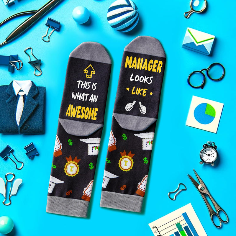 Manager Gifts Ideas Socks - Office Project Nurse Case Property General Manager Gifts, Funny Manager Socks for Eomen Men