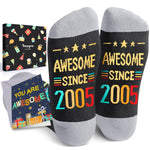 HAPPYPOP 19 Year Old Birthday Gifts Ideas for Boys - Socks for Kids Age 19, 2005 Birthday Gifts for Teen Girls, Happy Birthday Gift Box with Greeting Card