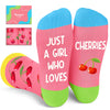 Cherry Gifts for Women Teen Girls - Cute Cherry Socks for Cherry Lovers, Valentine's Day Fruit Gifts, Novelty Fruit Socks for Girls, Funny Socks