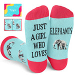 HAPPYPOP Elephant Gift Ideas for Women Girls - Funny Elephant Socks, Elephant Stuff Christmas Stocking Stuffers for Teens, Animal Socks