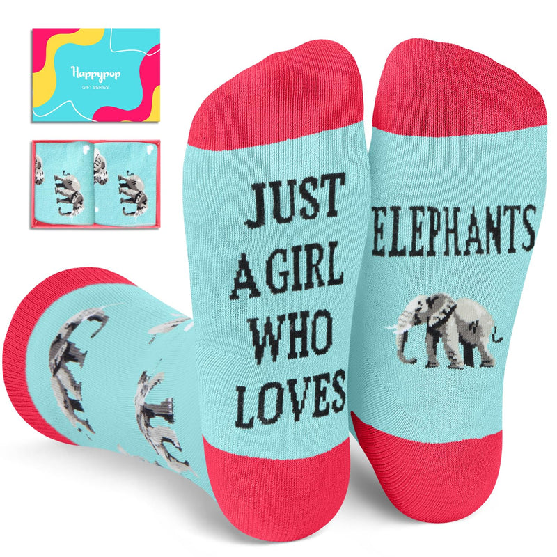 HAPPYPOP Elephant Gift Ideas for Women Girls - Funny Elephant Socks, Elephant Stuff Christmas Stocking Stuffers for Teens, Animal Socks