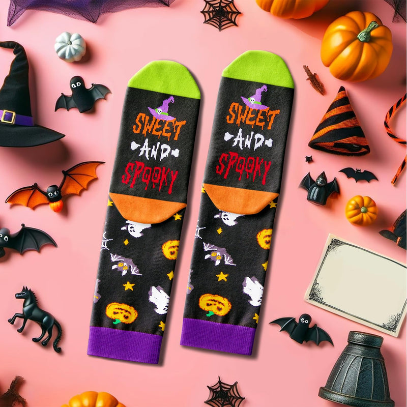 Funny Halloween Gifts for Women Men Teens, Spooky Horror Gifts for Boys Girls, Halloween Witch Spooky Socks