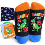 HAPPYPOP 13th Birthday Gifts Ideas Socks - 13 Year Old Gifts for Kids, Presents for 13 Year Olds, Birthday Gift Box with Greeting Card