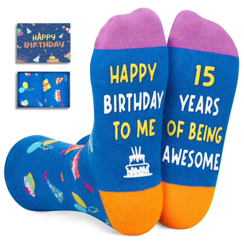 15th Birthday Gift Ideas Socks - 15th Birthday Socks for 15 Year Old Boys Girls, Gift Ideas for 15 Year Old Teens