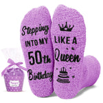 HAPPYPOP 50th Years Old Birthday Gifts for Women - Socks for 50 Year Olds, Gift Ideas for 50 Year Olds, Best Gifts for 50 Year Old Middle Aged Woman In Purple