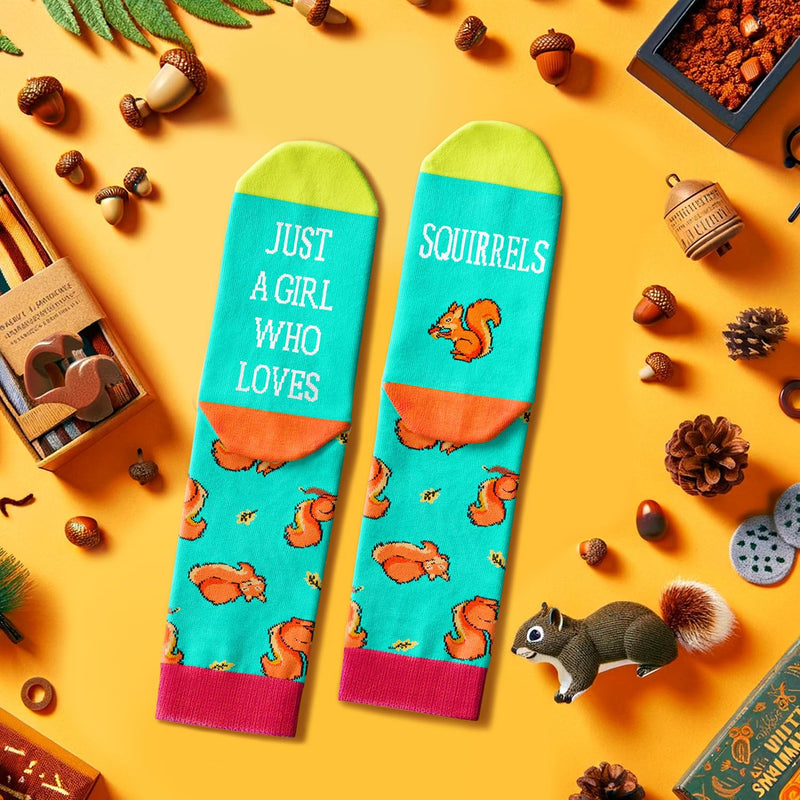 Funny Squirrel Gifts for Women Girls - Squirrel Socks Squirrel Gifts for Teens, Squirrel Stocking Stuffers for Her