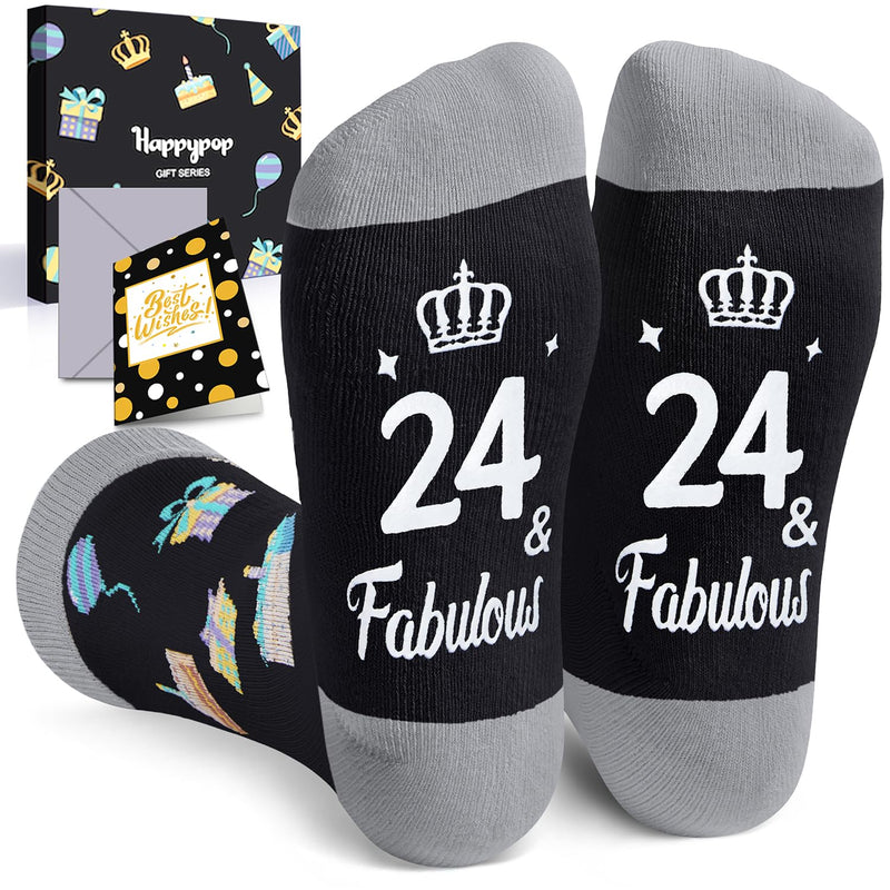 24th Birthday Gifts Socks Ideas - Gifts for 24 Year Old Woman Man Best Gifts for 24 Year Old Male Female, Gifts Greeting Card