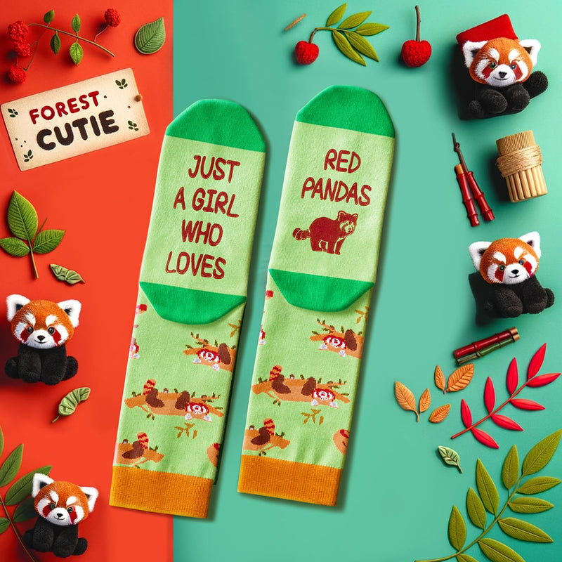 Funny Red Panda Socks for Women - Racoon Socks for Girls, Red Panda Socks Panda Racoon Socks Novelty Socks for Teenager Girls