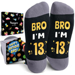 HAPPYPOP 13th Birthday Gifts Ideas for Official Teenager - Socks for Teens Age 13, Presents for 13 Year Old Teenager Boys, Birthday Gift Box with Greeting Card